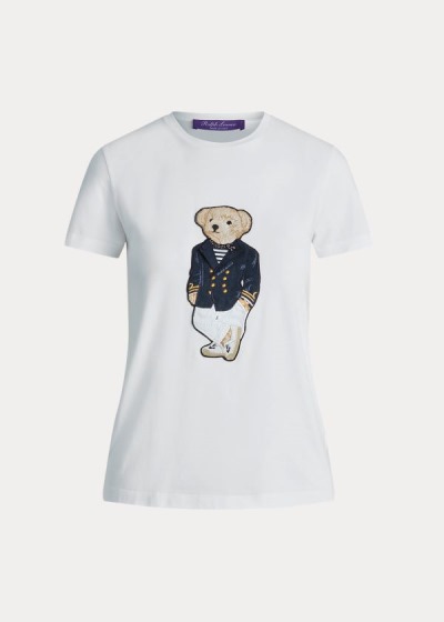 Playeras Ralph Lauren Mujer Blancos - Riviera Bear Cotton - JFSKT3028